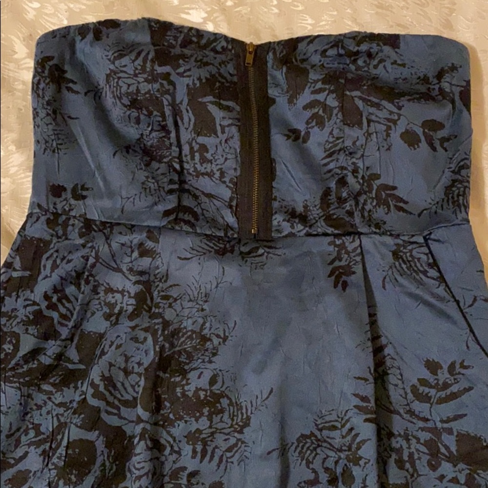 Silky floral strapless mini dress